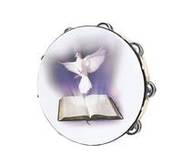 Bible Double Row Bells Tambourine Handbell Clap Drum Musical Instrument for Party Game Playing Easy Play Bible Double Row for Adults Kids Small Hand Drums for Hand for Musical