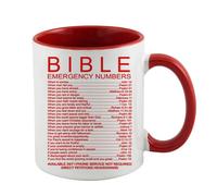 Bible Emergency Numbers Inspired 11oz red Inside Coloured red Handle Ceramic Mug