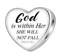 Bible Family Mom Wife Love Heart Dangle Charm Charms Bracelets and Necklace Pendant Bead Charms Jewelry Present Gifts for Women Bestie Family Friends, Stainless Steel, No Gemstone