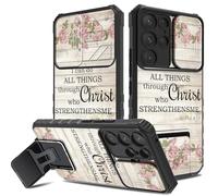 Bible Flower 4-13 Case for Samsung Galaxy S25 Ultra, Foldable Kickstand & Hidden Camera Cover, Shockproof Anti-Scratch Slim Full Body Protective Cover for Christian Women, Religious Gift