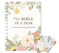 Bible in a Year Study Journal with 52-Week Reading Plan, The Bible in a Year | 52 Week Guided Bibles Study & Daily Reading Plan Christian A5 Devotional Notebook for Friend Family