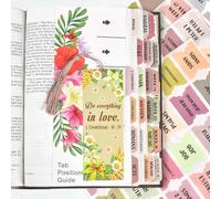 Bible Index Tabs for New & Old Testament - Matte Laminated Floral Design - Journaling Supplies for Women and Men - 122 Pcs (Boho)