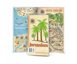 Bible Map Holy Land Jerusalem Illustrated Foldable Reference Guide for Kids Teens Adults - 70+ Biblical Locations Story Sites - Large 16x21 Fold Out Pamphlet Fits Standard Bibles - Educational Study