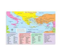 Bible Map Poster Apostle Paul's Missionary Journeys Bible Story Wall Art Picture Print Canvas Poster for Living Room Classroom Office Decor 12x18inch(30x45cm) Unframe