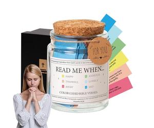 Bible Notes Jar - Inspirational Scripture Container, Glass Jar with Printed Verses, Encouraging Daily Messages, Decorative Portable Shape | Practical Gift Idea Suitable Prayer Devotion Study Faith
