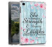 Bible Quote Proverbs 31-25 Clear Tablet Case for Samsung Galaxy Tab S6 Lite 10.4 inch 2022 (SM-P613/P619)/2020 (SM-P610/P615),Transparent Slim TPU Back Shockproof Shell Cover for Galaxy Tab S6 Lite