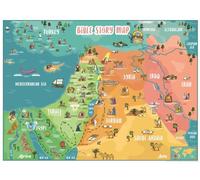 Bible Story Map Poster (Laminated) - 18" x 24" For Classroom, Christian Learning, Homeschool, Christian History & Art for Home Church Or Sunday Bible School, Old Testament Decorations
