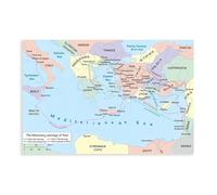 Bible Story Study Map Chart Missionary Journeys of Paul Landscape Picture Print Canvas Poster Modern Wall Art for Living Room Bedroom Decor 24x36inch(60x90cm) Unframe