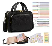 Bible Study Bag Complete Set Bible Essentials Includes Carrying Case & Highlighters Tabs & Gel Pens for Women & Men Black Case for Women, Quilted Cover, Carrying for