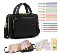 Bible Study Bag, Complete Set Bible Essentials Includes Carrying Case & Highlighters, Tabs & Gel Pens for Women & Men, Black Office_Products.