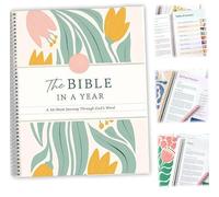 Bible Study Guide, The Bible in A Year a 52-Week Study, Bible Study Guide: Women's Spiral Bible Journal, Non-Sequential Themes, Wide Margins, Premium 50lb Paper (8.27 * 5.83inch-A5 Size)