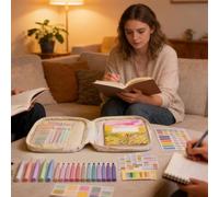 Bible Study Supplies - Christian Religion Learning Tools | With Case, 12 Coloured Highlighters, 5 Pens, 75 Bookmarks, 200 Bible Supplement Labels for Women