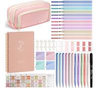 Bible Study Supplies Kit for Women with Notes, Tabs, Highlighters and Pens No Bleed, Pencil Case Bible Study Kit, Christian Gifts for Women (Pink)