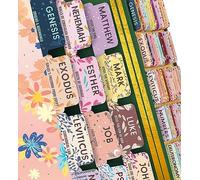 Bible Tabs Soft Pastel - Soul Nourishing Book Summaries - 66 Peel-and-Stick SilkTouch Laminated Bible Tabs Large Print | Bible Tabs for Women, Bible Tabs for Study Bible, Bible Book Tabs