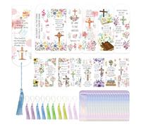 Bible UV DTF Transfer Sticker - 60 Sheets Christian Bible Verse Flower UV DTF Clear Acrylic Bookmarks Waterproof Rub on Transfers Decals DIY Crafts Christian Gifts for Women Men Kids Gift