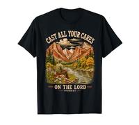 Bible Verse 1 Peter 5:7 Men Cast All Your Cares on the Lord T-Shirt