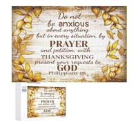 Bible Verse 1000 Piece Jigsaw Puzzles for Adults and Kids - Do Not Be Anxious About Anything Inspirational Quote Farmhouse Christian Puzzles for Family Activities Games Christian Gifts