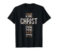 Bible Verse All Things Through Christ who Streng thens me Value Graphic T-Shirt, Men, Black, M