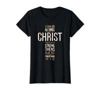 Bible Verse All Things Through Christ who Streng thens me Value Graphic T-Shirt, Women, Black, S