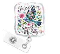 Bible Verse Badge Reel, The Lord is My Strength Retractable Holder ID with Alligator Clip, Christian Scripture Quotes Badge Reels for Nurse Nursing Accessories Worker Office, Faith Hope Gift