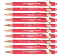 Bible Verse Ballpoint Pen Set, 10PCS Christian Inspirational Pens with Scripture Quotes, Smooth Ink Retractable Writing Pens for Church, Office, School, Or Faith Gift Giving(Red)