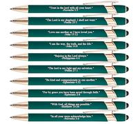 Bible Verse Ballpoint Pen Set, 10PCS Christian Inspirational Pens with Scripture Quotes, Smooth Ink Retractable Writing Pens for Church, Office, School, Or Faith Gift Giving(Green)