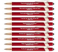 Bible Verse Ballpoint Pen Set, 10PCS Christian Inspirational Pens with Scripture Quotes, Smooth Ink Retractable Writing Pens for Church, Office, School, Or Faith Gift Giving(Wine red)