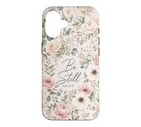 Bible Verse Be Still Psalm 46:10 Pink Floral Watercolor Case for iPhone 16