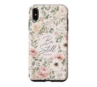 Bible Verse Be Still Psalm 46:10 Pink Floral Watercolor Case for iPhone XS Max
