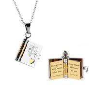 Bible Verse Book Necklace, Adjustable Necklaces for Women Openable with 6 Pages of Engraved Information, Christian Necklace for Men Women, Catholic Religious Gifts for Baptism Comfirmation Communion
