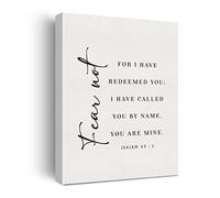 Bible Verse Canvas Print Decor Fear Not for I Have Isaiah 43 : 1 Wall Painting Posters Artwork 12”X15” Modern Home Decoration (Framed)