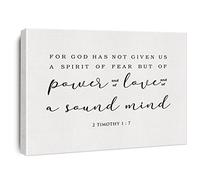 Bible Verse Canvas Print Decor for God Has Not Given Us a Spirit 2 Timothy 1 : 7 Wall Painting Posters Artwork 12”X15”Modern Home Decoration (Framed)
