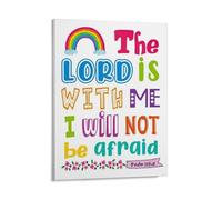 Bible Verse Canvas Wall Art for Kids,The Lord Is With Me Canvas Painting Wall Decor Home Decoration,Bedroom Art, Wall Decor Living Room, Wall Art, Frameless 8x10inch