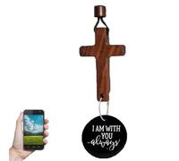 Bible Verse Car Rearview Hanging Cross Ornament, Cross Car Mirror Hanger, Jesus Religious Scripture Car Hanging Ornament, I Am with You Always Cross Decoration (Black)