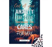 Bible Verse Cast Your Anxiety 38x26cm 1000pcs Jigsaw Puzzle, 1000 Piece