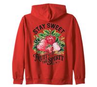 Bible Verse Christian Fruit Of The Spirit Strawberry Boho Zip Hoodie