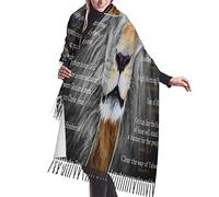 Bible Verse Christian Lion Prayer Religious Scarf Pashmina Shawls Wraps Evening Dress Bridesmaid Wedding Bridal Scarves, Wj0620rb002, 77"x27"