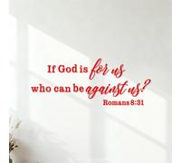 Bible Verse Christian Quotes Inspirational If God is for Us Who can be Against US Wall Decals Paster Paper Do not Damage the wall Surface 32x81.8cm Red
