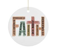 Bible Verse Christmas Tree Ornaments, Faith Ceramic Memorial Souvenir, Funny Circle Hanging Ornament for Home Decor, Stocking Stuffer Gifts For Family Friend, 7.5CM