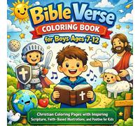 Bible Verse Coloring Book for Boys Ages 7-12: Christian Coloring Pages with Inspiring Scripture, Faith-Based Illustrations, and Positive Values for Kids