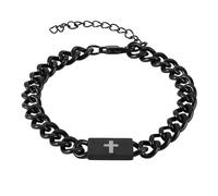 Bible Verse Cross 4:13 Bracelet for Men, I Can Do All Things Adjustable Christian Faith Link Chain Bracelet God Jesus Engraved Scripture Religious Jewelry Dad Father Birthday Gift Accessories (Black)