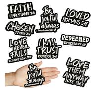 Bible Verse Embroidered Iron on Patches, 8 Pcs Christian Bible Patches 3 Inch Motivationa Jesus Patch Faith Patches Iron on for Christmas Easter Clothes Hats Bags Sew Applique Patches
