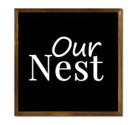 Bible Verse Framed Wooden Sign for Living Room Bedroom Home Décor Our Nest Wood Sign With Frame 7x7in Decorative Wall Hanging Art Rustic Craft Plaque