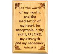 Bible Verse Fridge Magnets, Lord my Redeemer - Psalm 19:14, 1.6" x 2.5" Olive Wood Religious Motivational Faith Magnets from Bethlehem, Home, Kitchen, & Office, Inspirational Scripture Décor