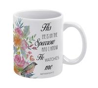 Bible Verse His Eye is on The Sparrow Mug Funny Coffee Mug,Man Cave Prints,The Best Gift for Colleagues, Parents, and Grandparents, 110z Men and Women