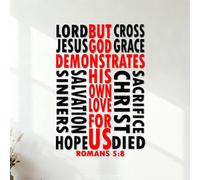 Bible Verse in Cross Lettering Stickers 36x53.4cm It Won't Fall Off Black
