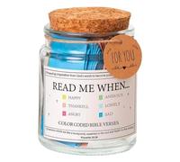 Bible Verse Jar, Glass Scripture Prayer Jar With Colouring Bible Verse, 90 Pieces Colourful Bible Verse Cards, Emotions and Feelings Bible Tabs, Read Me When Bible Verses in Glass Font Cards