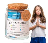 Bible Verse Jar - Jesus Scripture Jar, Color Coded Bible Verses Jar | Creative Colorful Bible Verses Jars | Glass Prayer Jar With Colorful Bible Verses, Bible Accessories Request Cards, 3.54x2.56 In