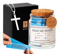 Bible Verse Jar: Mothers Day Gifts for Mom,90Pcs Waterproof Inspirational Bible Card,1Pcs Silver Cross Necklace,Christian Gifts for Women,Comfort Prayer,Ideal for Spiritual Support for Home,Birthday