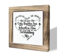 Bible Verse John 3:16 Box Sign, For God So Loved The World that He Gave, Wooden Plaque Gift Tabletop, Decorative Sign Table Decor, Positive Scripture Wood Sign, Encouragement Gift for Christian